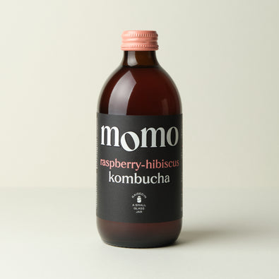 Organic Raspberry-Hibiscus Kombucha by MOMO | Raw, Unfiltered
