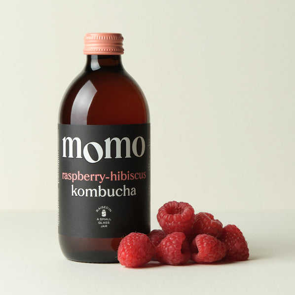 Organic Raspberry-Hibiscus Kombucha by MOMO | Raw, Unfiltered
